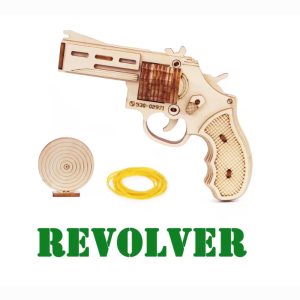 Wooden Revolver Model Toy with Elastic Band