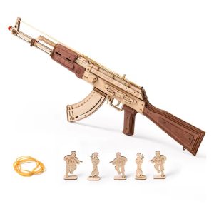 Wooden AK-47 Model Toy with Elastic Band